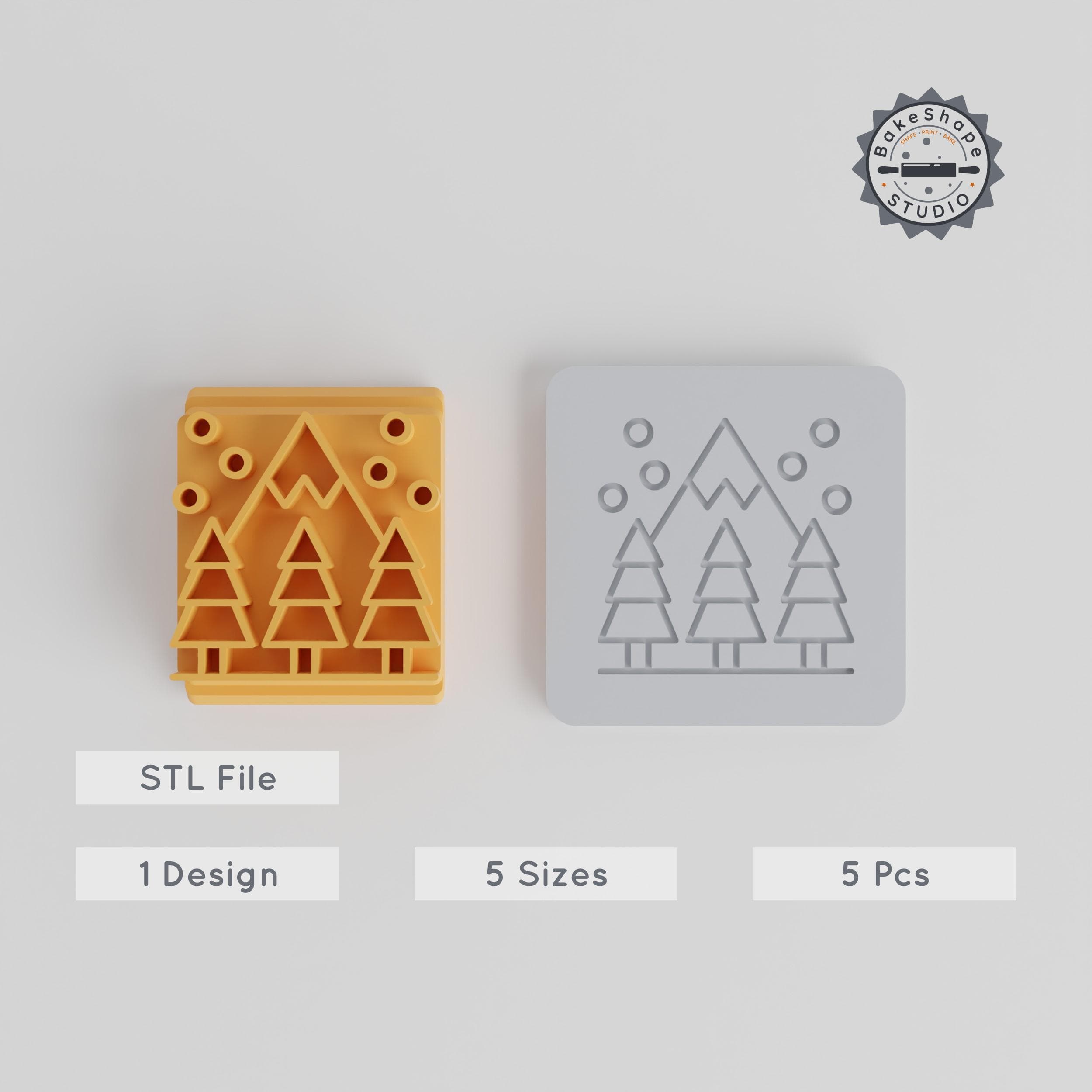 Snowing Stamp Tile Set, 5 Motif Sizes 20-40mm, Perfect for Clay, Cookies & Fondant, Winter Holidays, Vacation Theme PRODUCT_1979 3d model