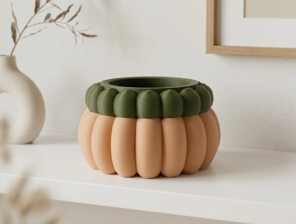 Rounded Sculptural Flower Pot - Contemporary Decor 3d model