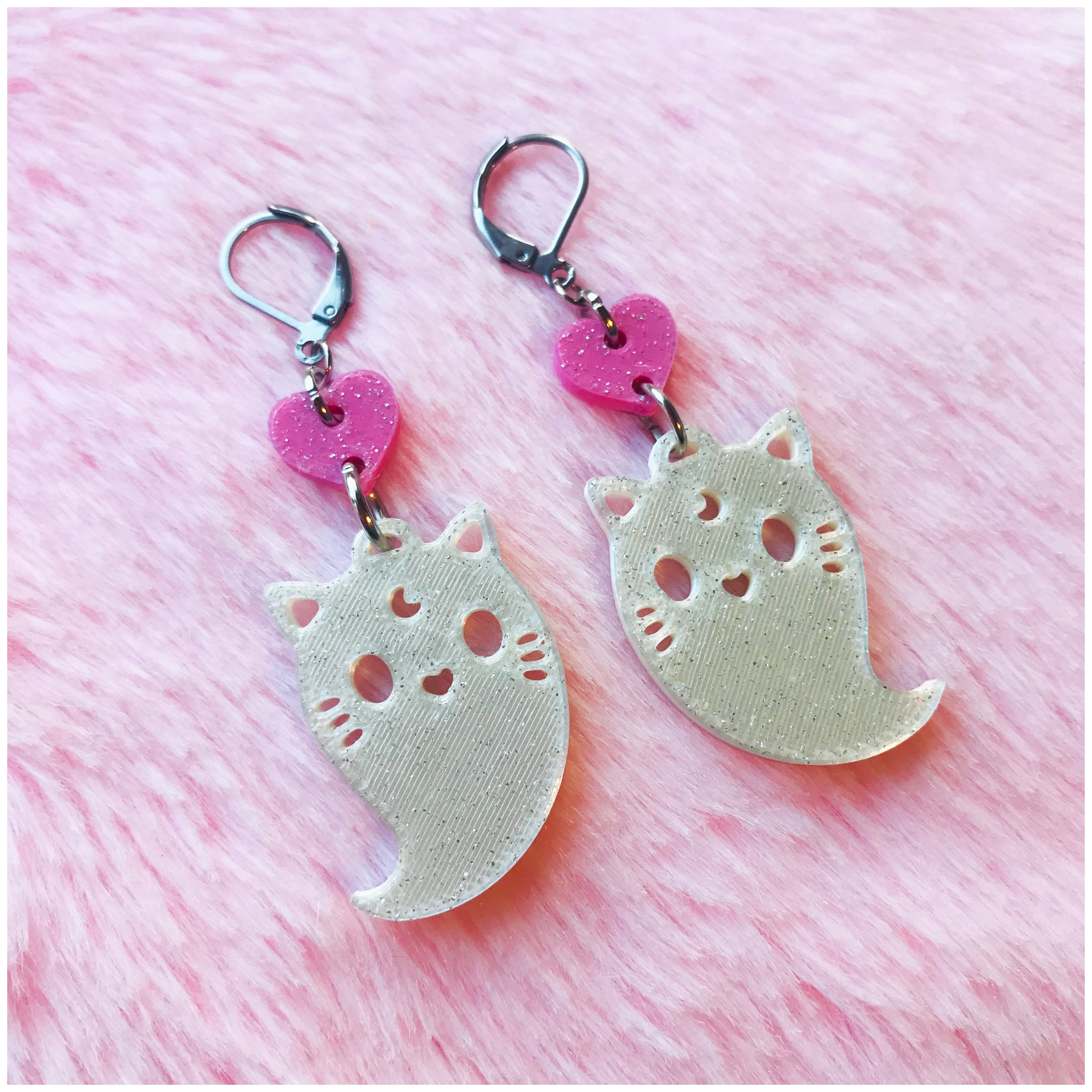 Ghostcat earrings 3d model