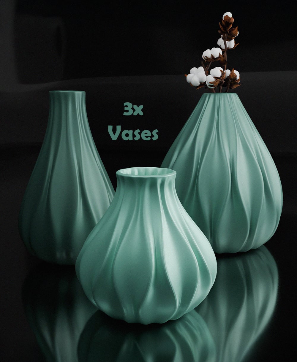 Vase Trio Decor Set 3d model