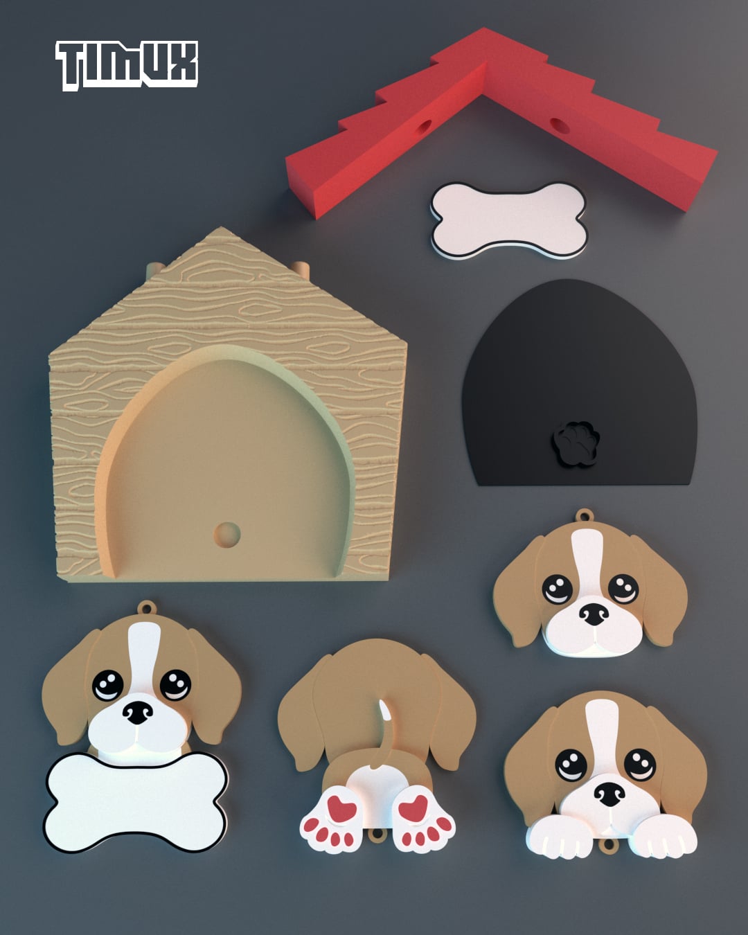 BEAGLE KEYCHAIN SET 3d model