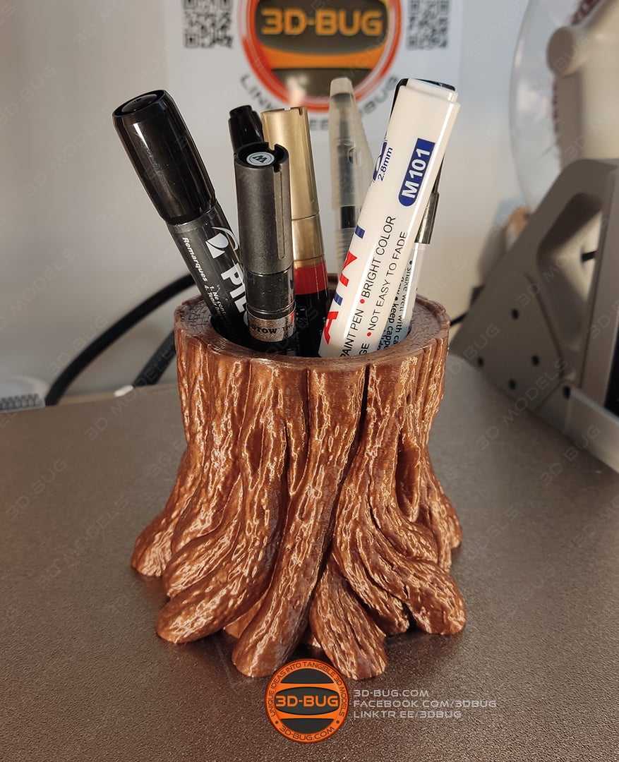 Tree Stump Pen Holder 3d model