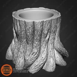 Tree Stump Pen Holder 3d model