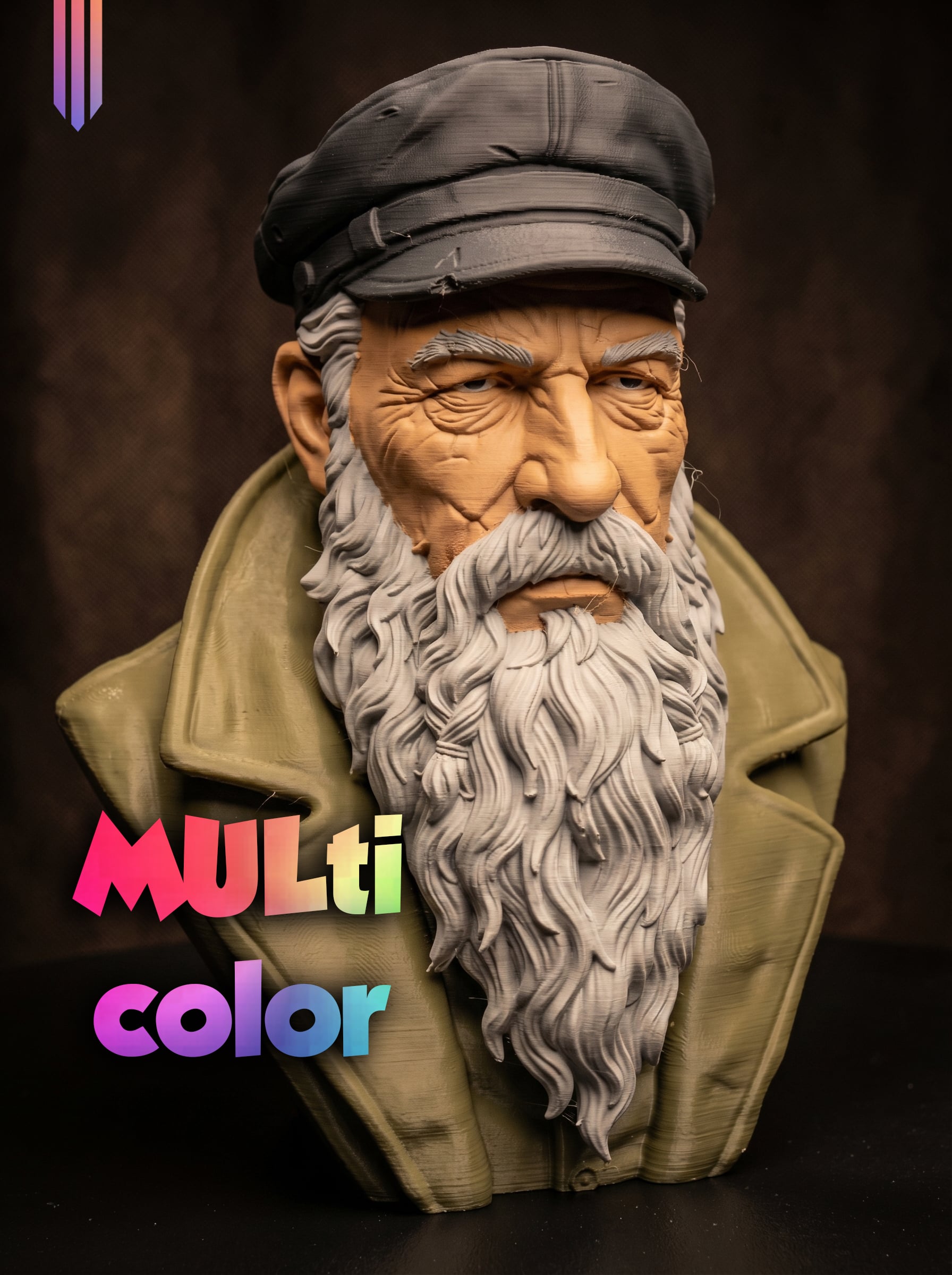 Sea Captain Bust 3MF | Portrait Multi-Color | FDM 3d model