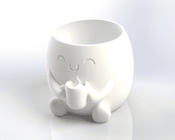 Coffee Lover Planter STL | Cute Mug Pot | Desk Decor 3d model