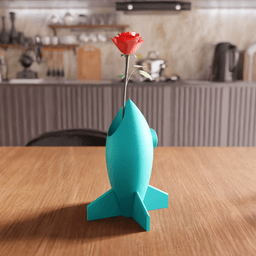 Retro Spaceship Rocket Vase 3d model