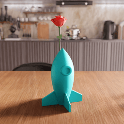 Retro Spaceship Rocket Vase 3d model