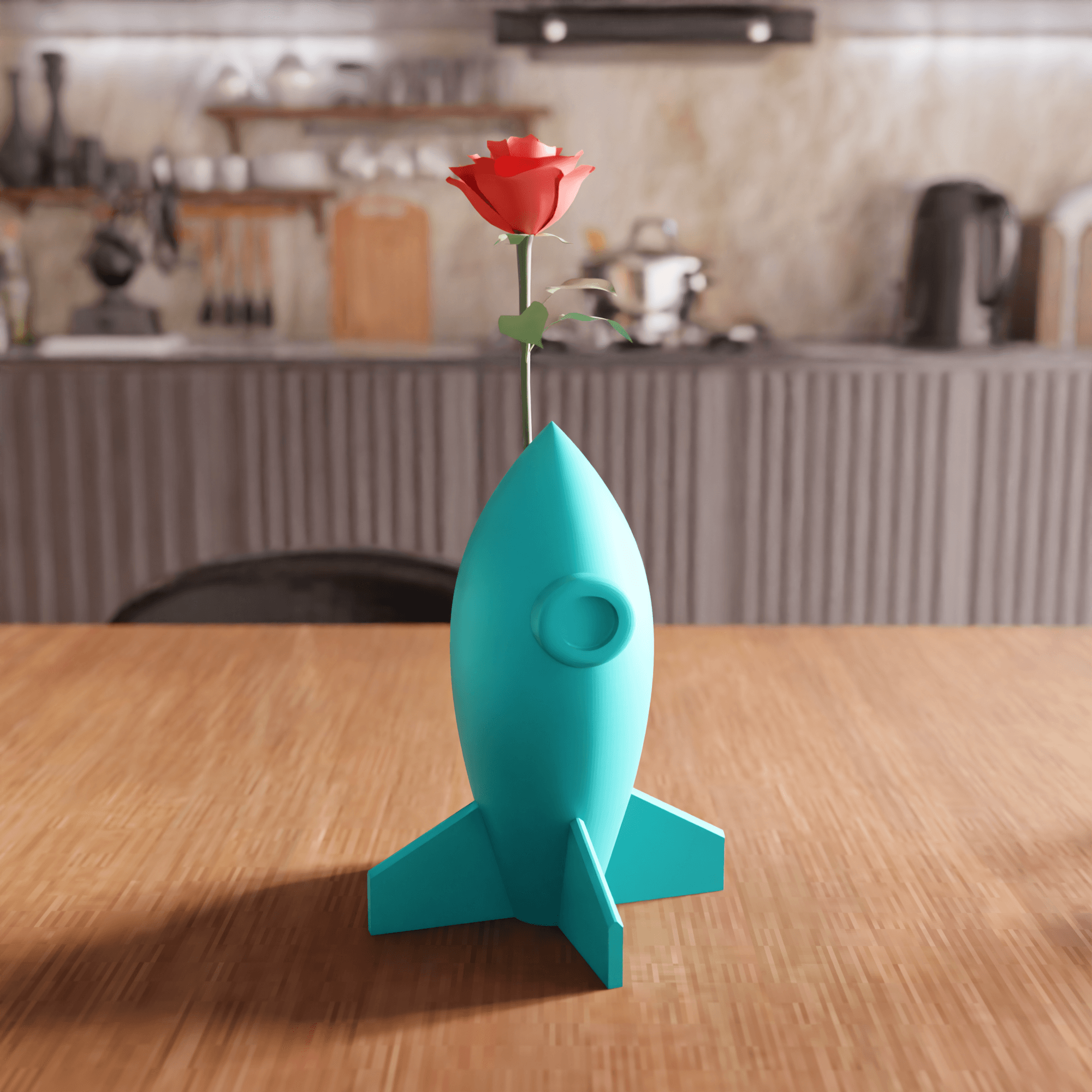 Retro Spaceship Rocket Vase 3d model