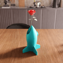 Retro Spaceship Rocket Vase 3d model