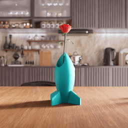 Retro Spaceship Rocket Vase 3d model