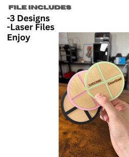 Laser + 3dprinted Coaster Design (FREE) 3d model