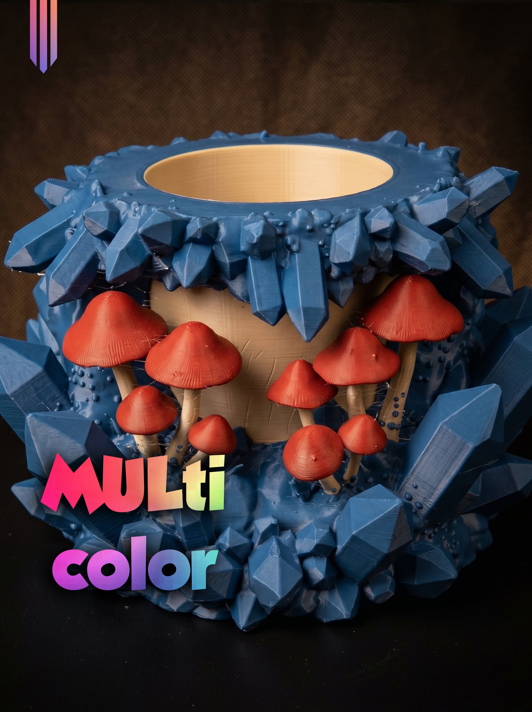 Crystal Mushroom Planter 3MF | Decor Multi-Color | Desk Planter 3d model