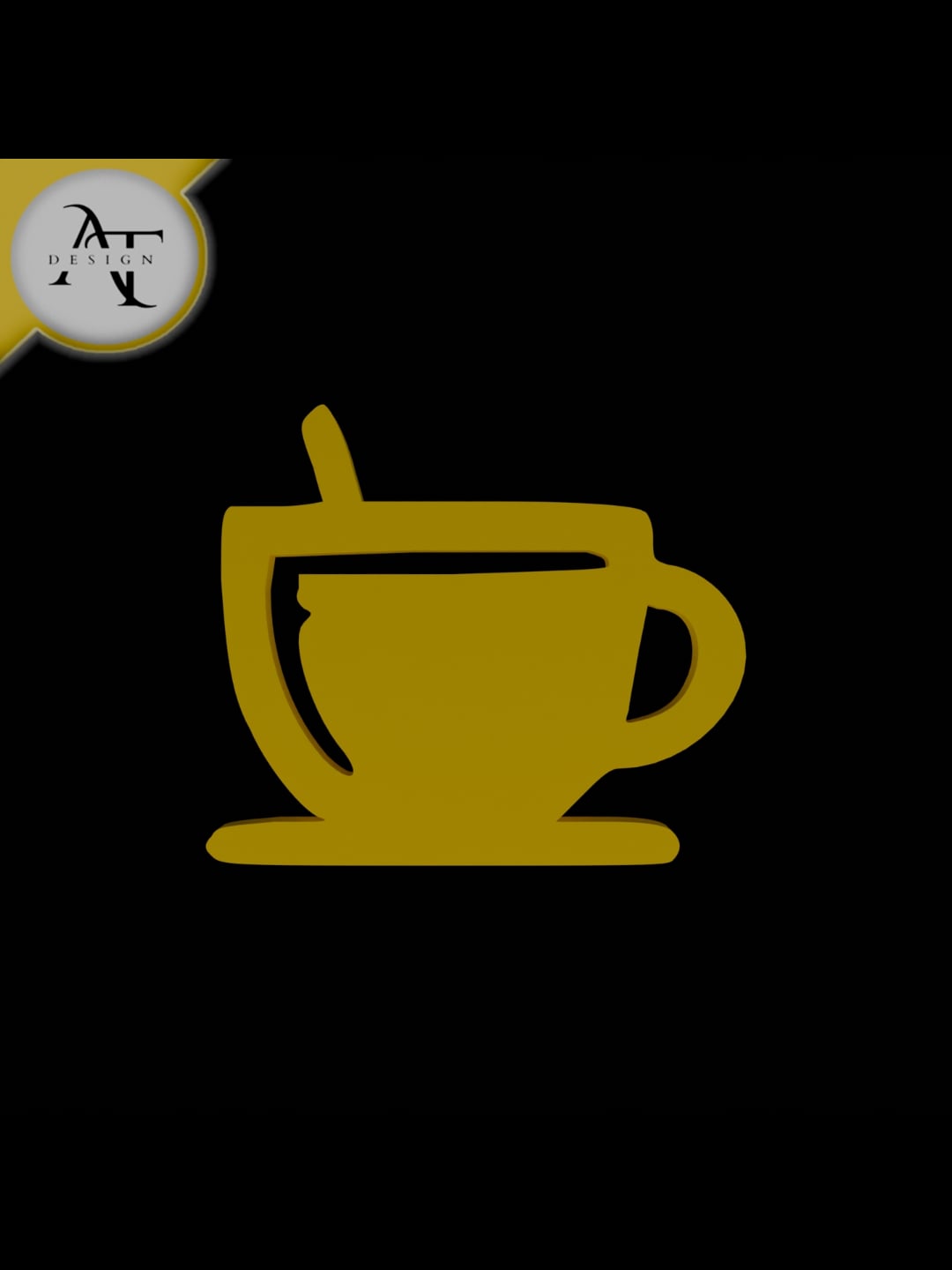 Simple Coffee Cup Symbol - 2D Art 3d model