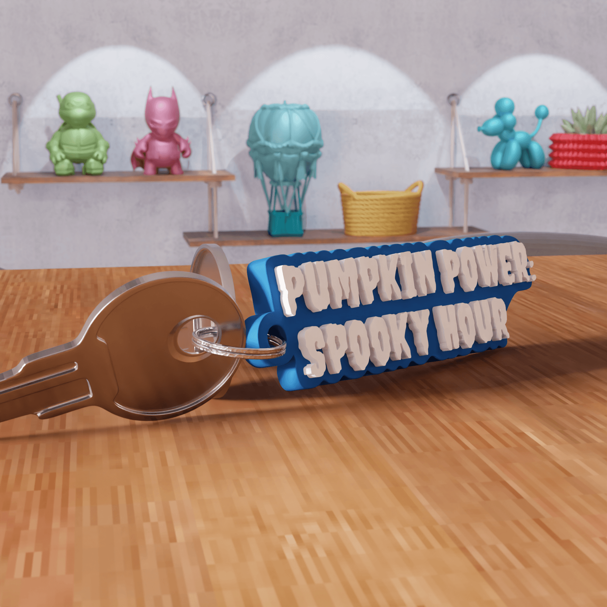 Pumpkin Power Spooky Hour Keychain 3d model