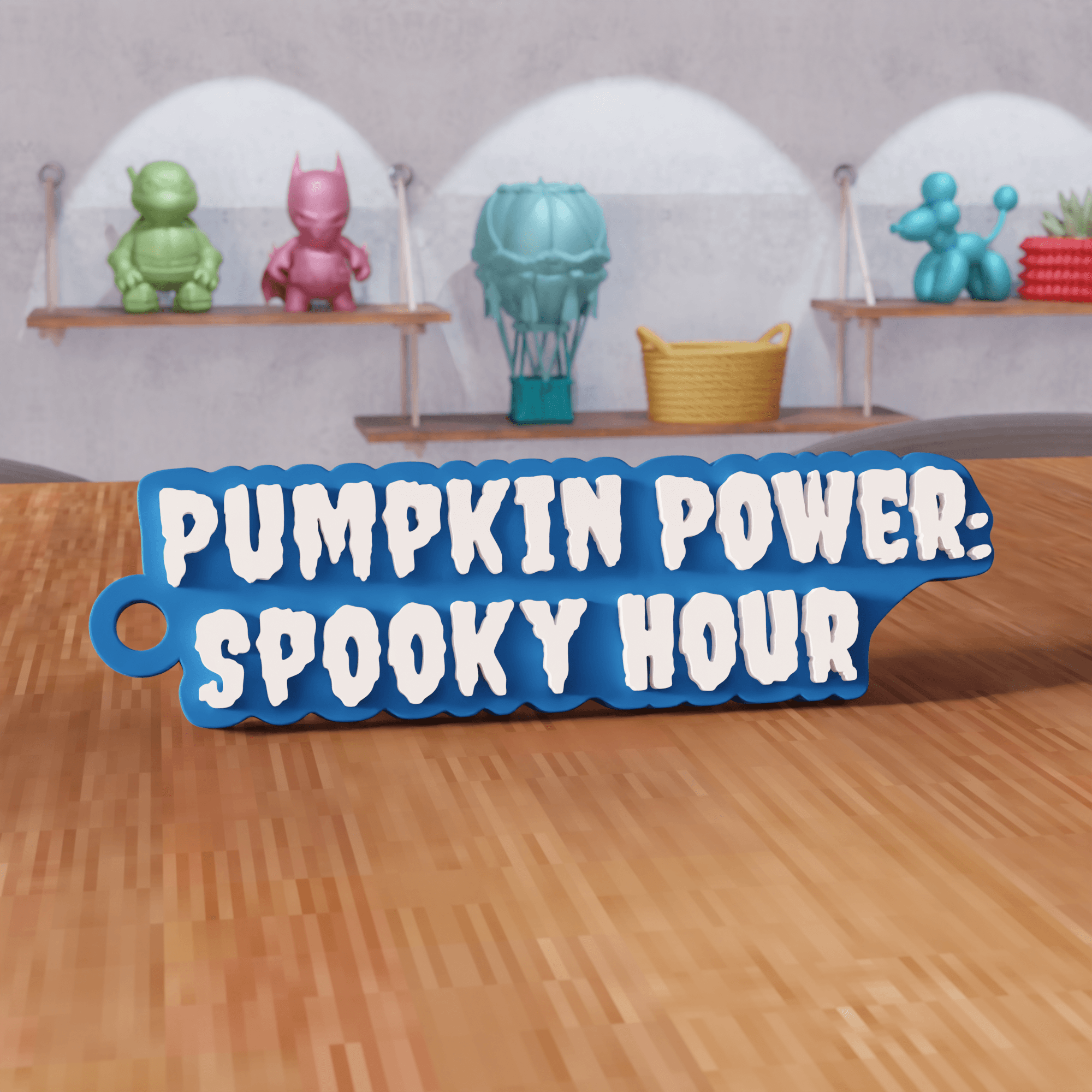 Pumpkin Power Spooky Hour Keychain 3d model