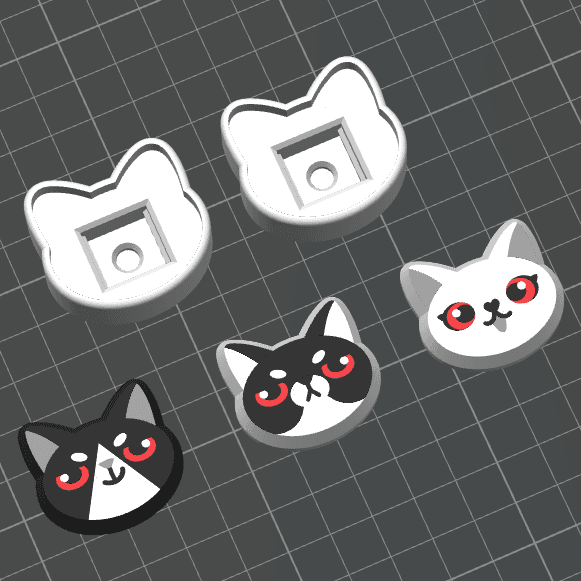 Cat V02 - Clicker Fidget Toy Keychain 3d model