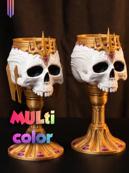 Skull King Goblet 3MF | Gothic Multi-Color | Functional Cup 3d model
