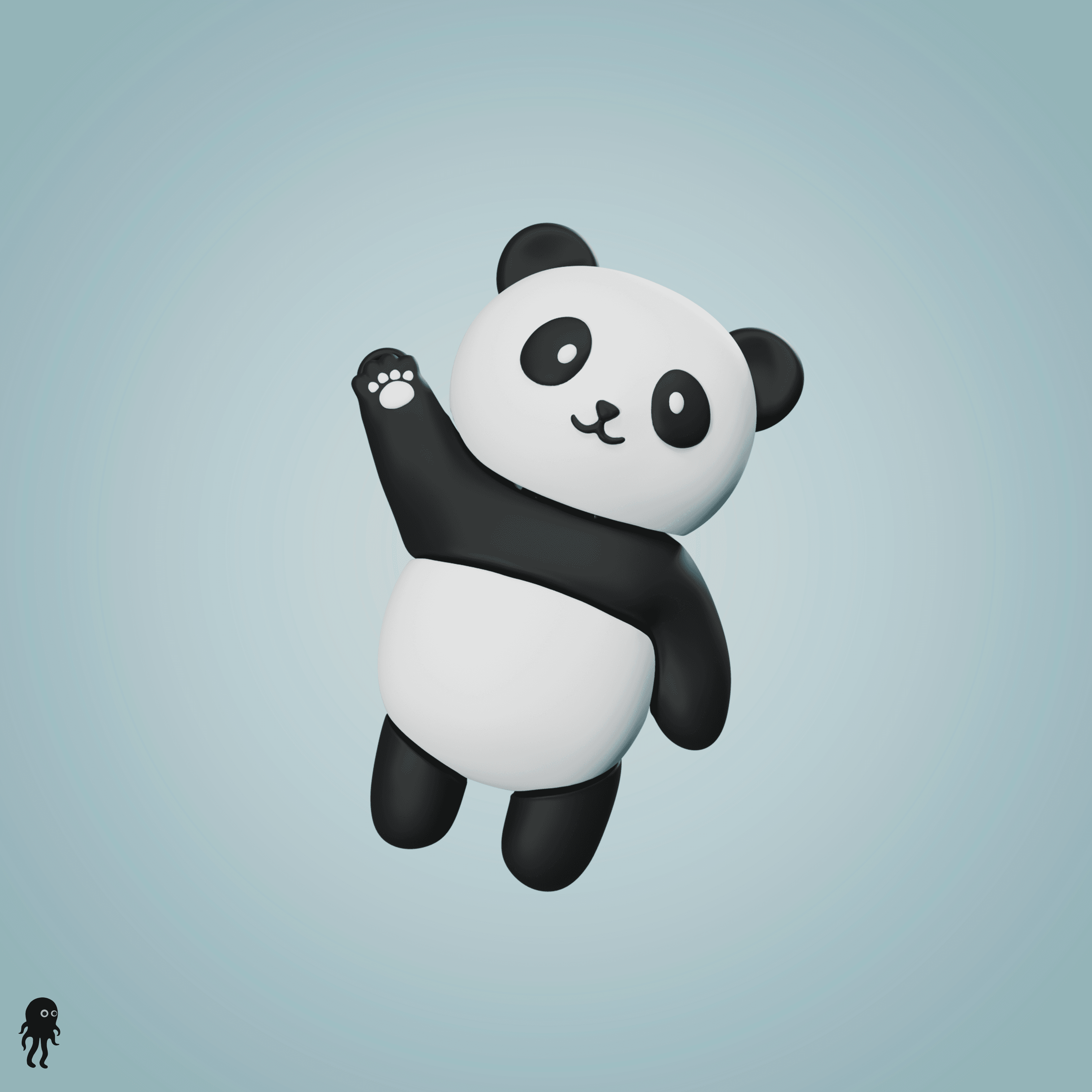 Cute Articulated Panda Keychain 3d model
