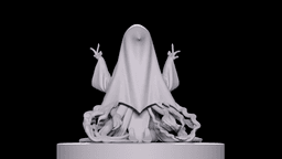 Rebellious Anime Nun - Stylized Gothic Pin-Up Statue 3d model