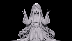 Rebellious Anime Nun - Stylized Gothic Pin-Up Statue 3d model