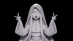 Rebellious Anime Nun - Stylized Gothic Pin-Up Statue 3d model