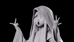 Rebellious Anime Nun - Stylized Gothic Pin-Up Statue 3d model
