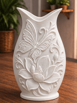 White Butterfly Magnolia Vase 3d model