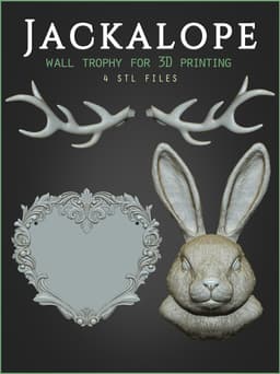Jackalope Animal Head Wall Trophy 3d model