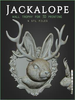 Jackalope Animal Head Wall Trophy 3d model