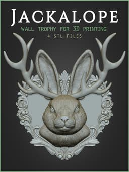 Jackalope Animal Head Wall Trophy 3d model