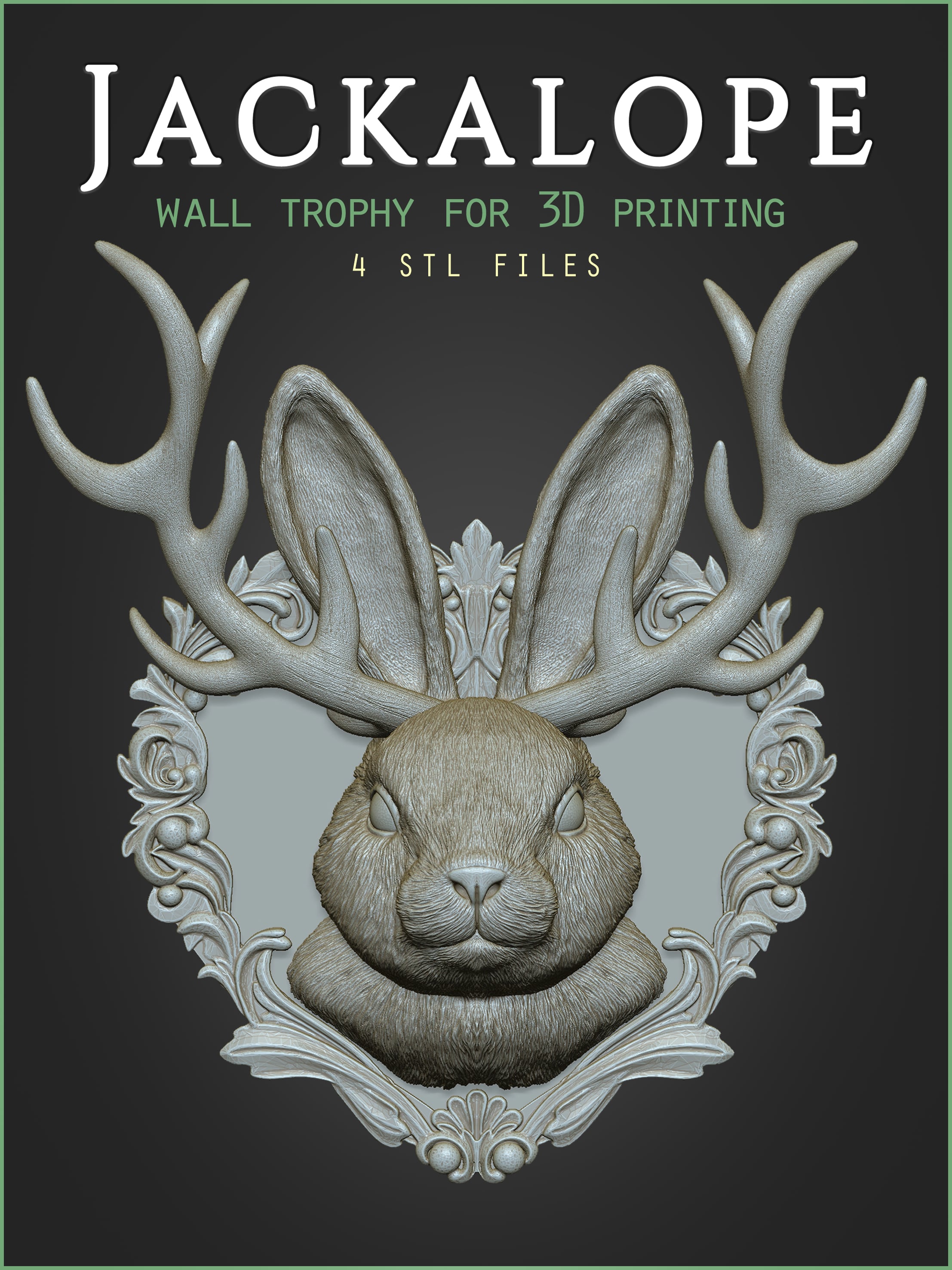 Jackalope Animal Head Wall Trophy 3d model