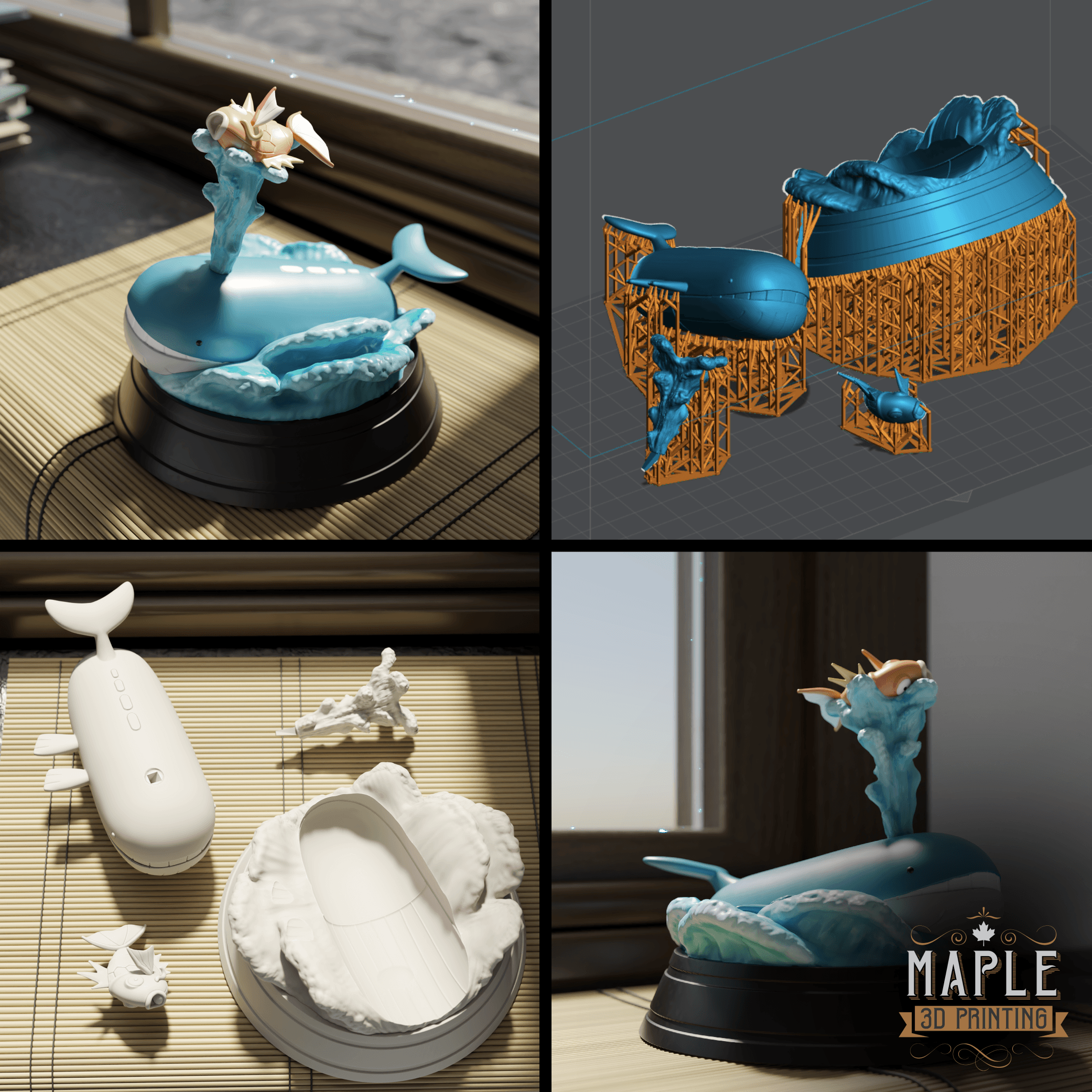 Magikarp & Wailord Team Up Diorama 3d model