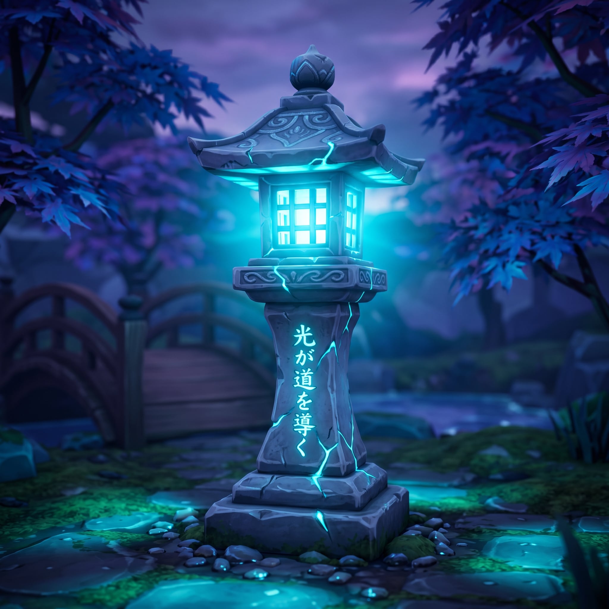 Magical Japanese Stone Lantern - Fantasy Shrine Decor 3d model