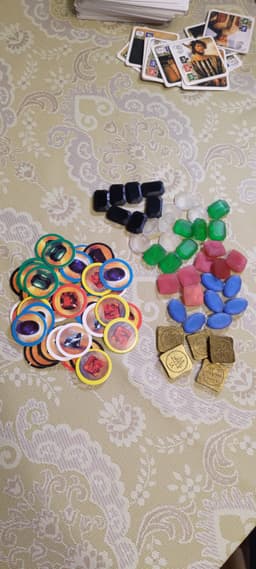 Gems and coins as Splendor tokens 3d model