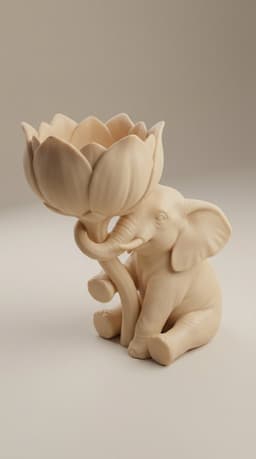 Whimsical Elephant Lotus Succulent Planter & Desktop Organizer 3d model