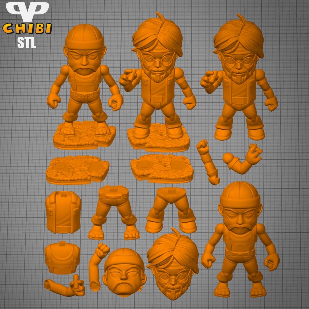Cheech and Chong STL for 3D Printing ChibiSTL 3DXM 3d model