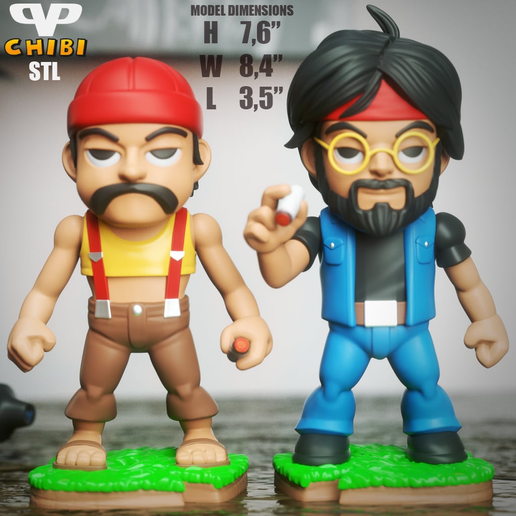 Cheech and Chong STL for 3D Printing ChibiSTL 3DXM 3d model