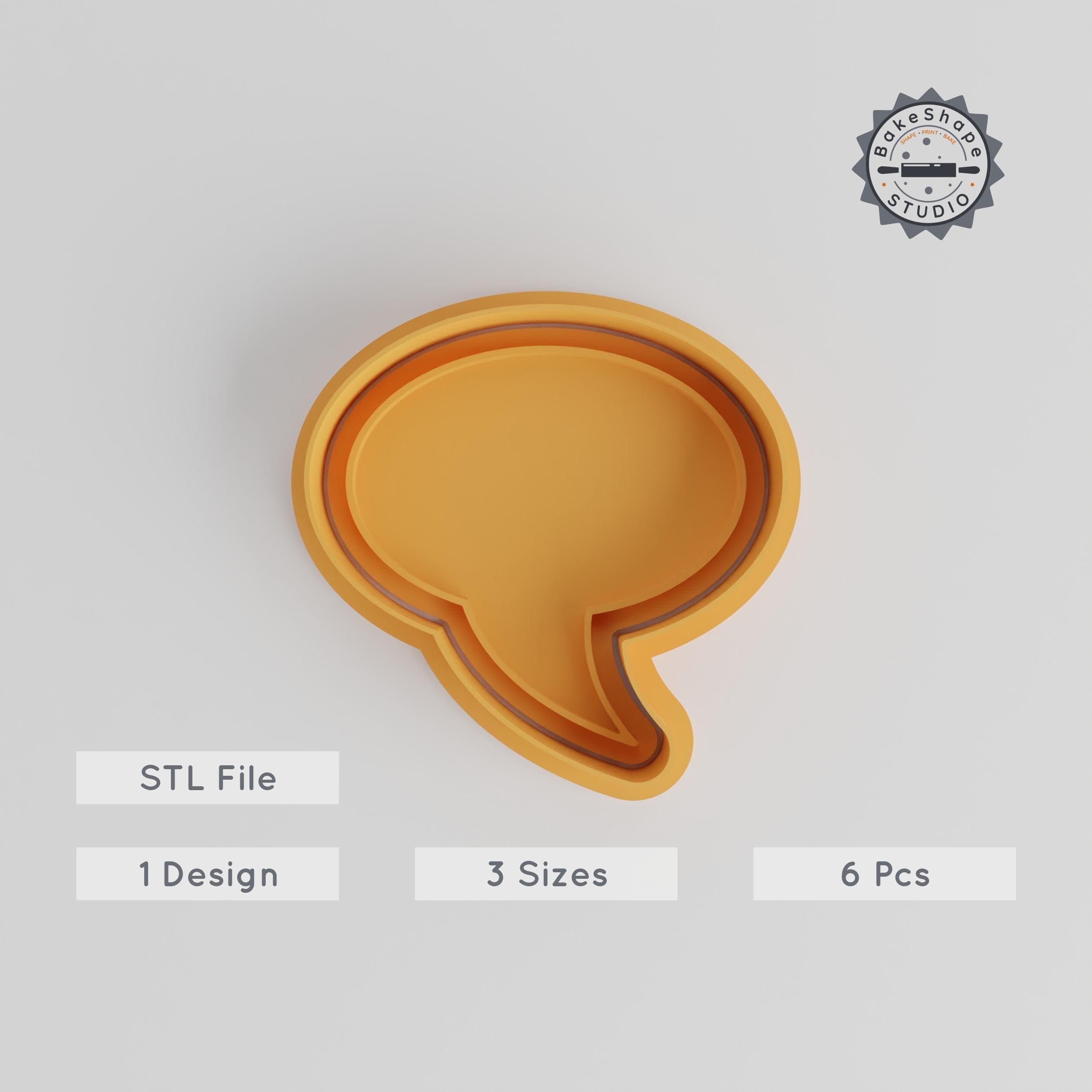 Speech Bubble Cookie Cutter & Stamp Set, Chat Cloud & Talk Symbol, Perfect for Cookies & Fondant, 3 Sizes, 6 Pieces Collection PRODUCT_2961 3d model