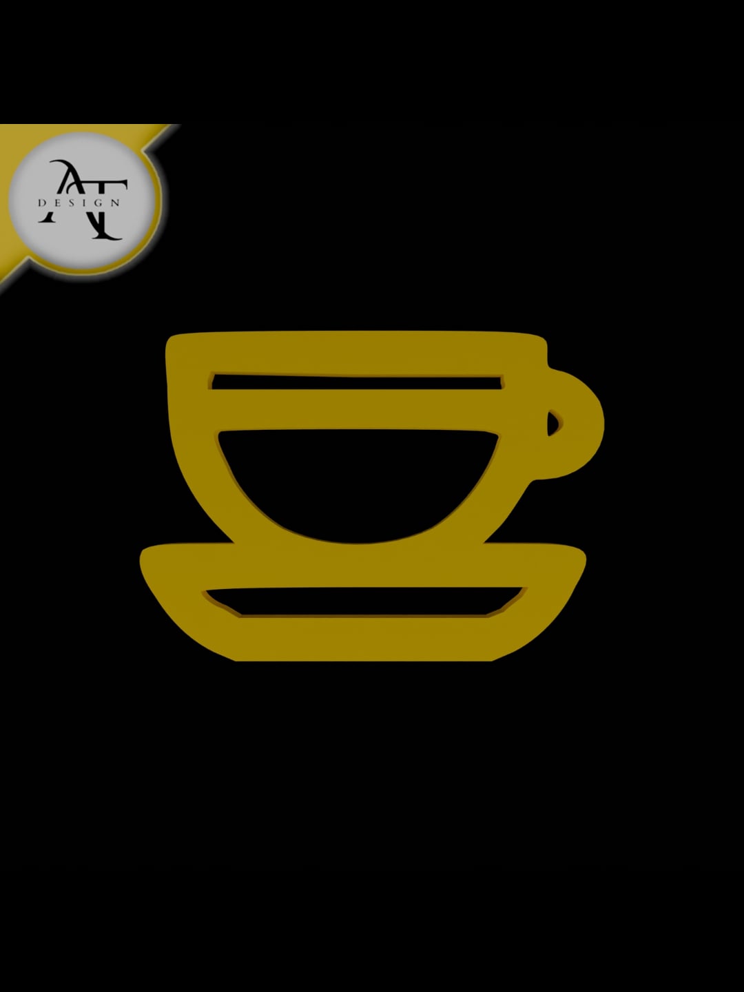 Simple Coffee Cup Symbol - 2D Art 3d model