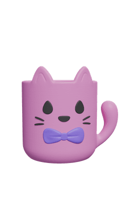 Cute Cat Pot 3d model