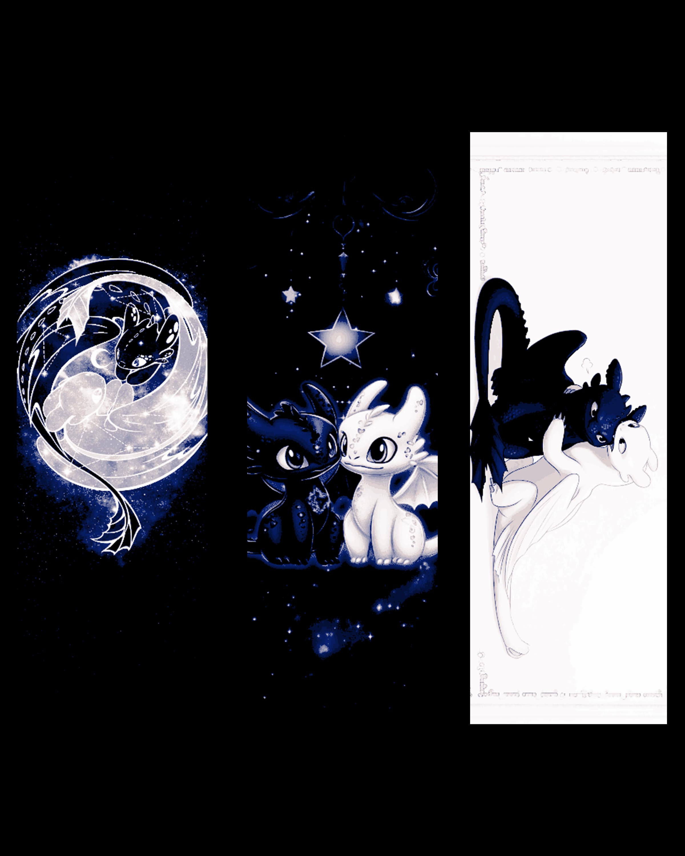 Fan Art depiction of a black and a white dragon together -set of bookmarks 3d model