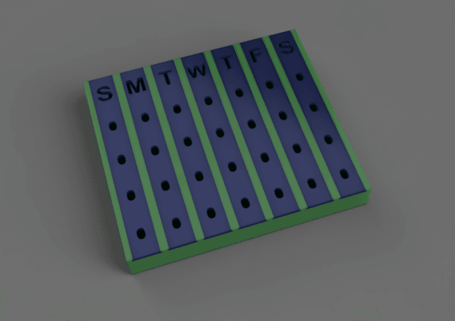 Monthly Pill Organiser 3d model