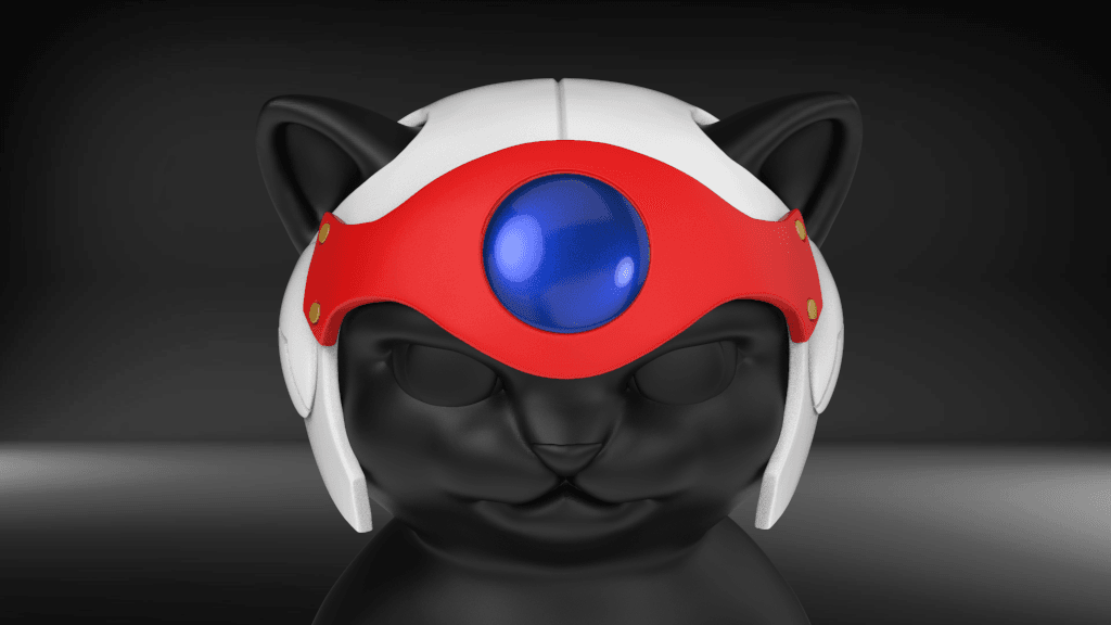 Cat Helmet Ninja White 3d model