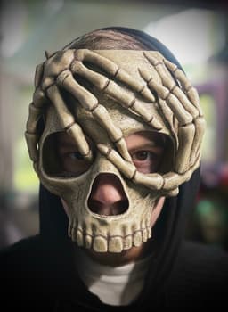 Skeleton hands skull mask 3d model