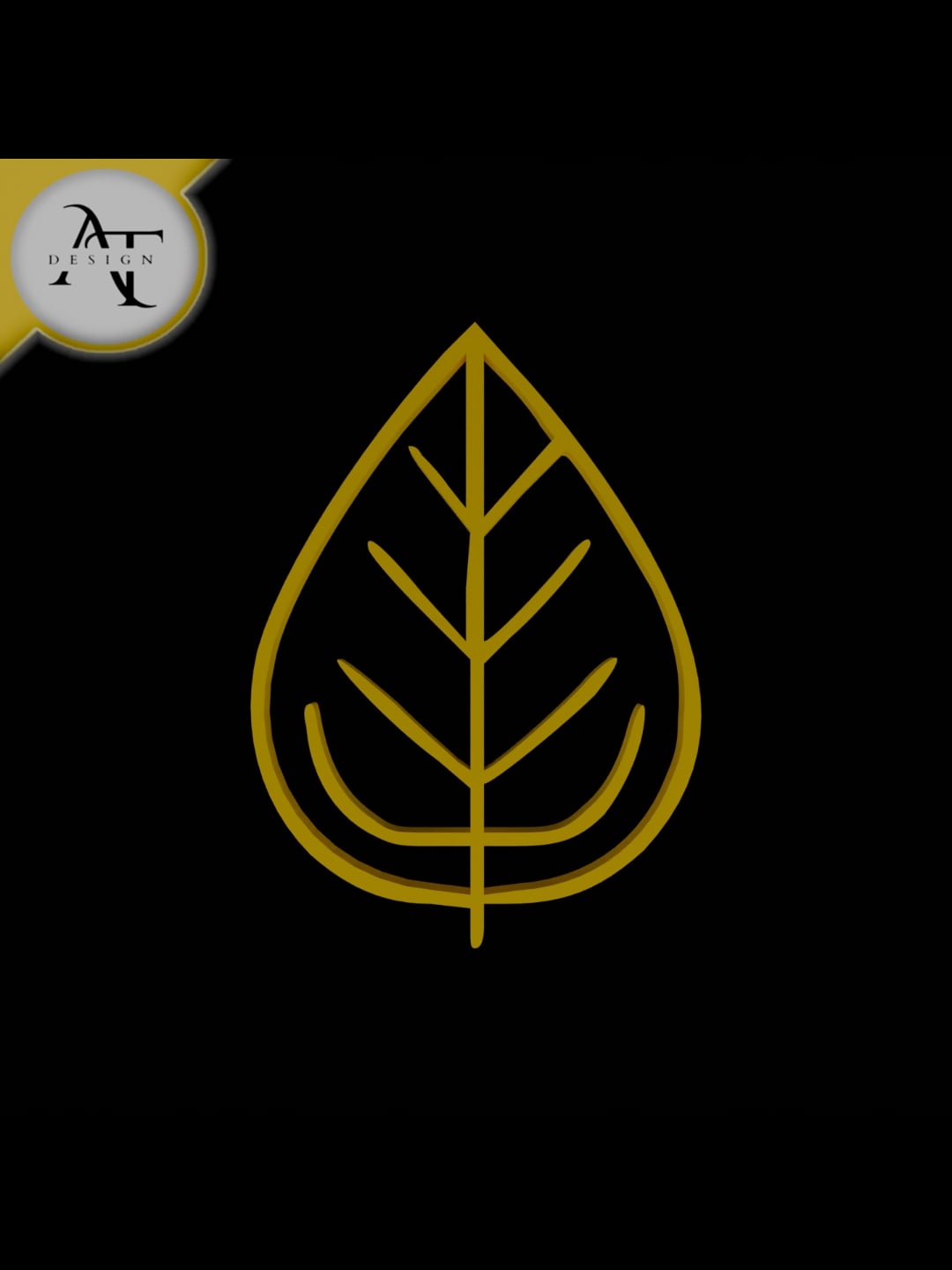 Simple Leaf Symbol - 2D Art 3d model