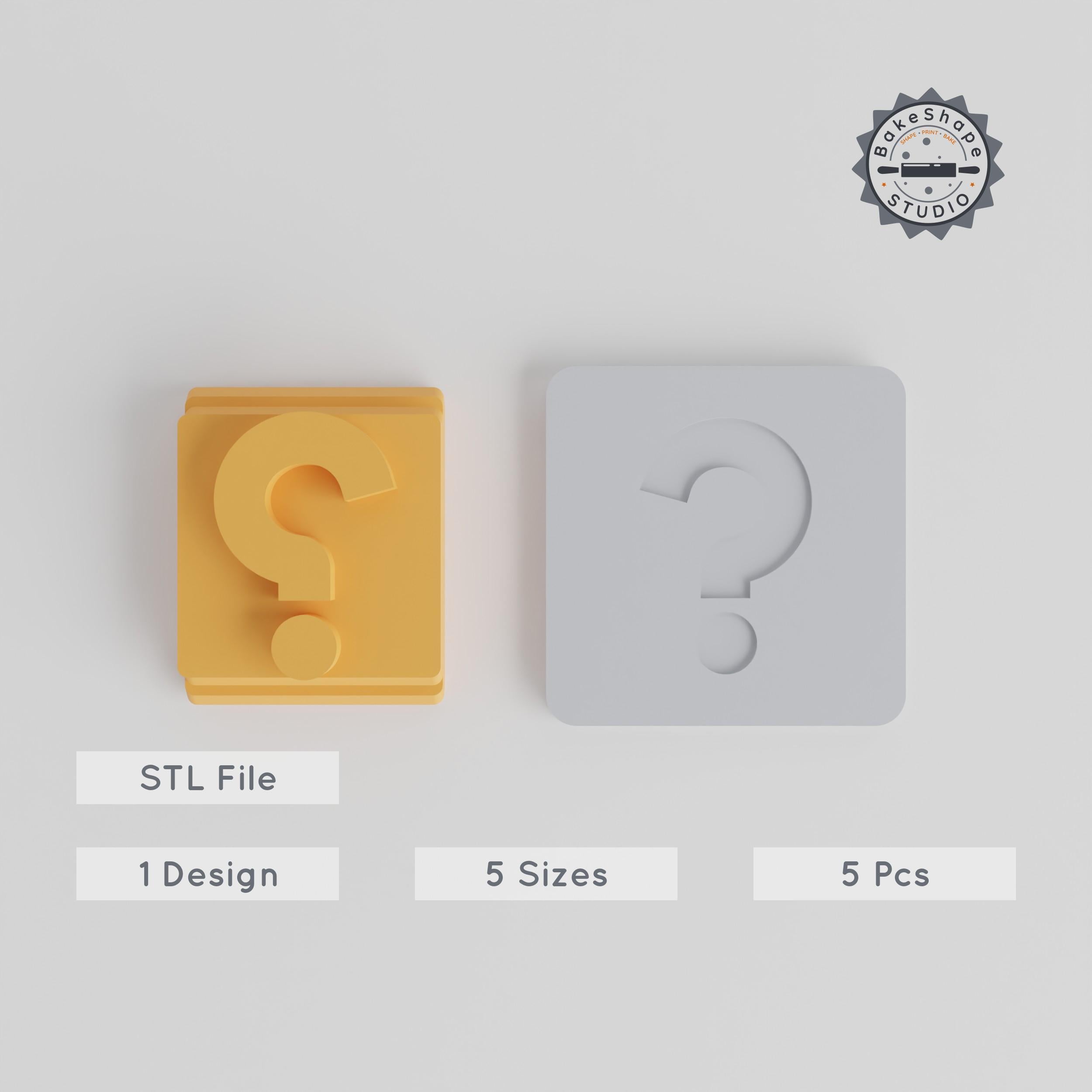 Question Mark Stamp Tile Set, 5 Sizes, Perfect for Clay, Cookies & Fondant PRODUCT_1452 3d model