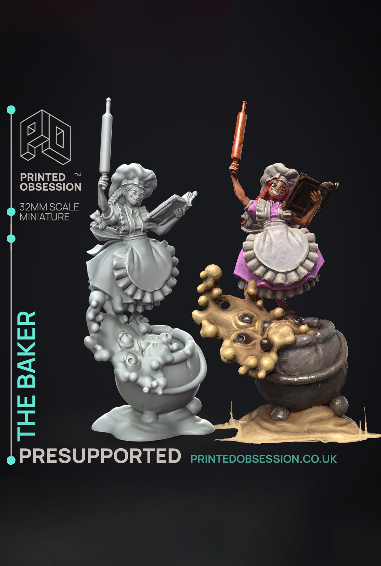 The Baker Boss - Possessed Bakery - PRESUPPORTED - Illustrated and Stats - 32mm scale 3d model