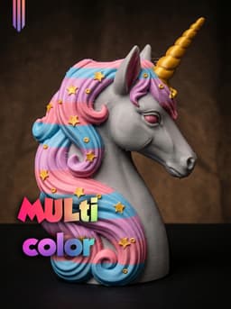 Unicorn Bust 3MF | Fantasy Multi-Color | Pastel Mane 3d model