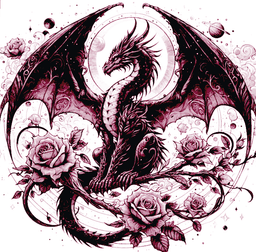 Fantasy Depiction of a Dragon Symbol with Roses 3d model