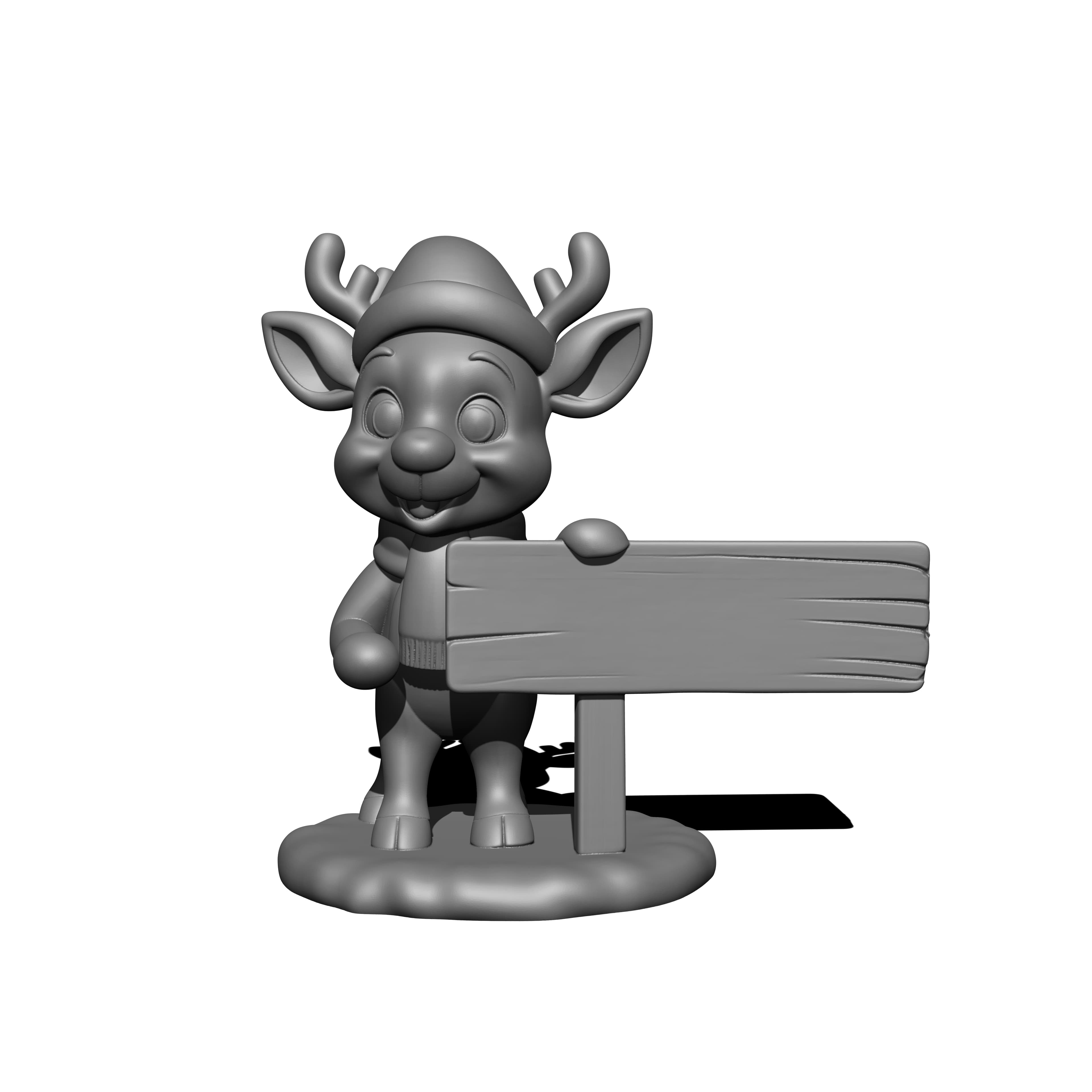 Santa Claus's reindeer holding a sign 3d model